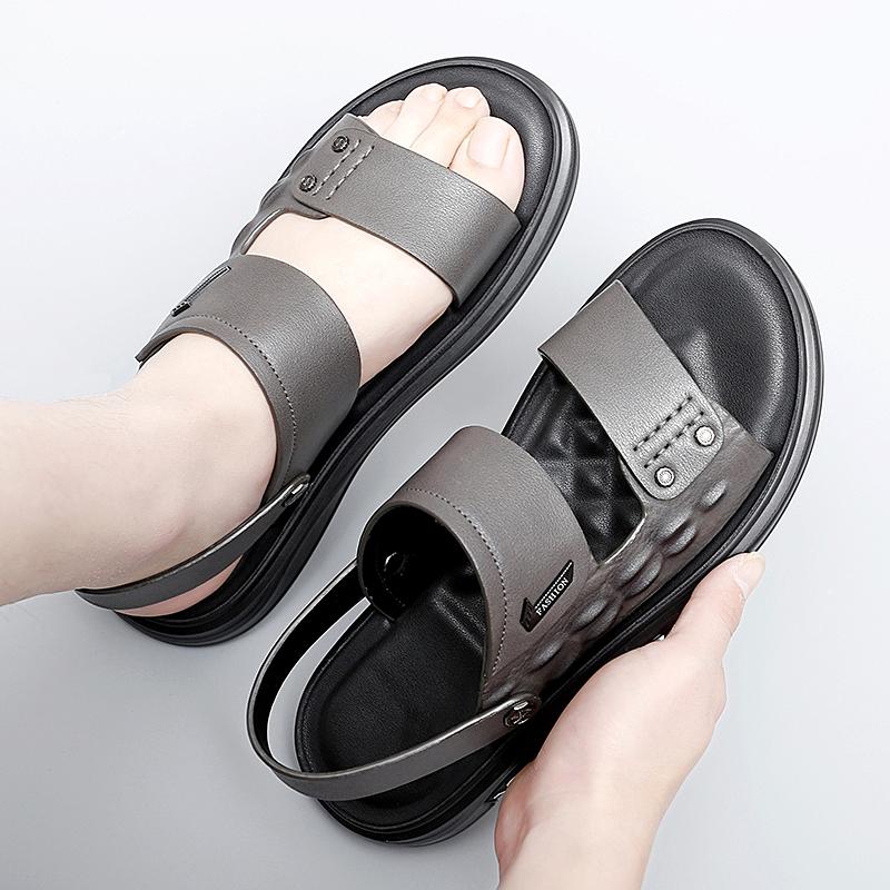 Men's Summer Fashion Crocodile Sandals Slippers Adult Leisure Comfort Thick Sole Beach Shoes Anti slip Open Toe Leather Sandals