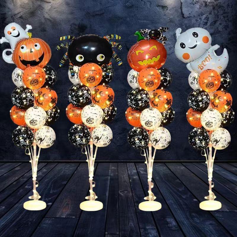 Halloween Pumpkin Skeleton Balloon Columns for Party and Event Decoration