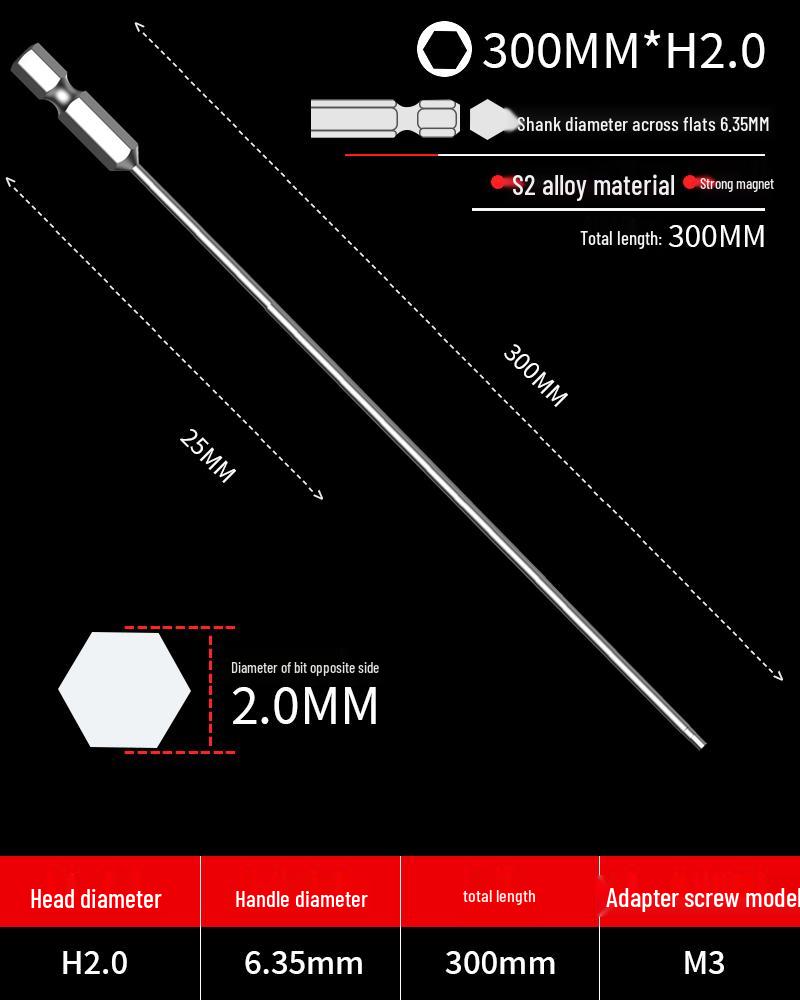 Hexagonal Driver Bit Extension for Screwdriver and Drill