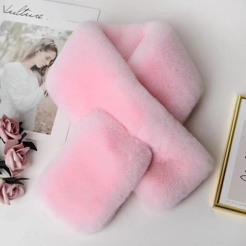 Women's Stylish Winter Faux Mink Rabbit Fur Scarf - Versatile, Thick & Warm Neck Warmer