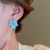 Ear Accessories Blue Flower Earrings Korean Style Flower Stud Earrings Flower Ear Studs  Party