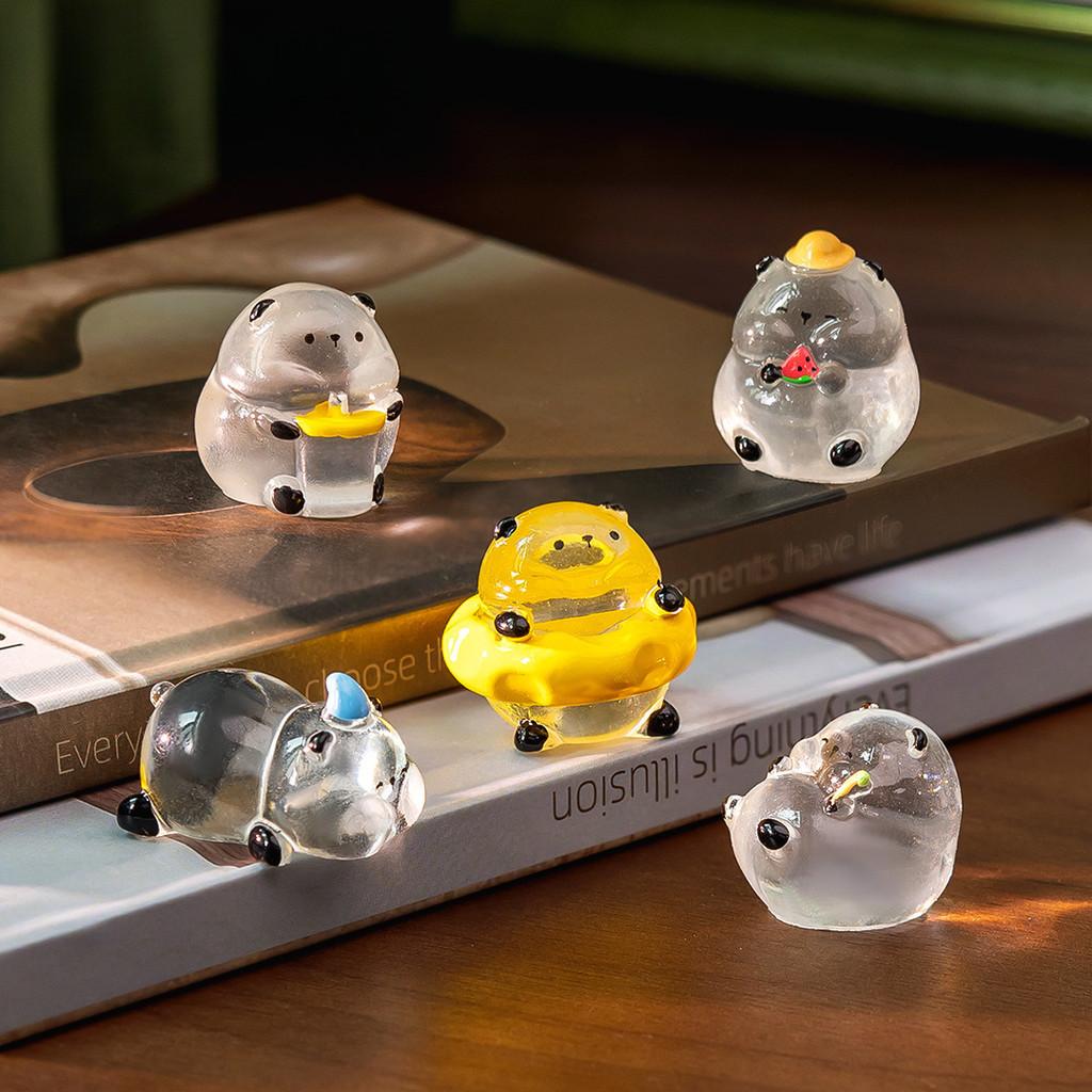 6Pcs/lot Cute Luminous Panda Animal Miniatures Mini Figurine Glow In the Dark Fairy Garden Decoration Micro Landscape