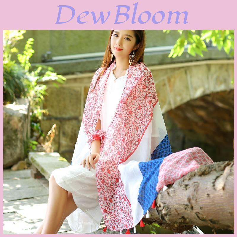Ethnic Style Shawl For Women Lightweight Summer Scarf With Print Design For Travel And Beach