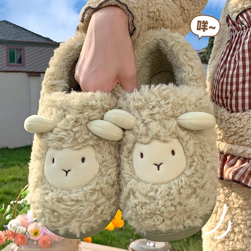 Postpartum cotton slippers for women, autumn and winter bags, anti slip indoor living, home furnishings, couples, cotton shoes for men, winter