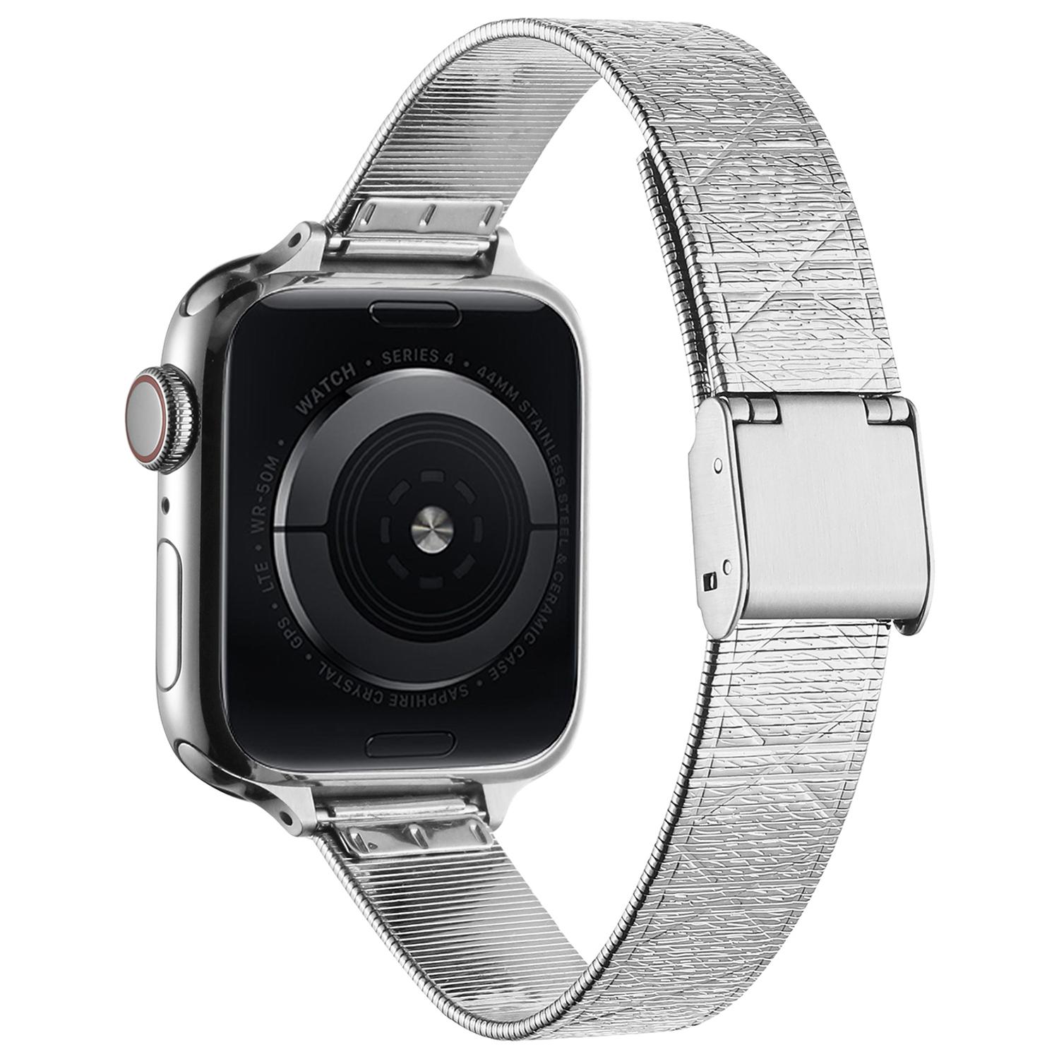 

Для Apple Watch 10 46 мм/Ultra 2/Ultra 49 мм/9 8 7 45 мм/SE (2023) SE (2022) SE 6 5 4 44мм/3 2 1 42мм Ромбовидная сетка Ремешок для часов из нержавеющей стали Silver