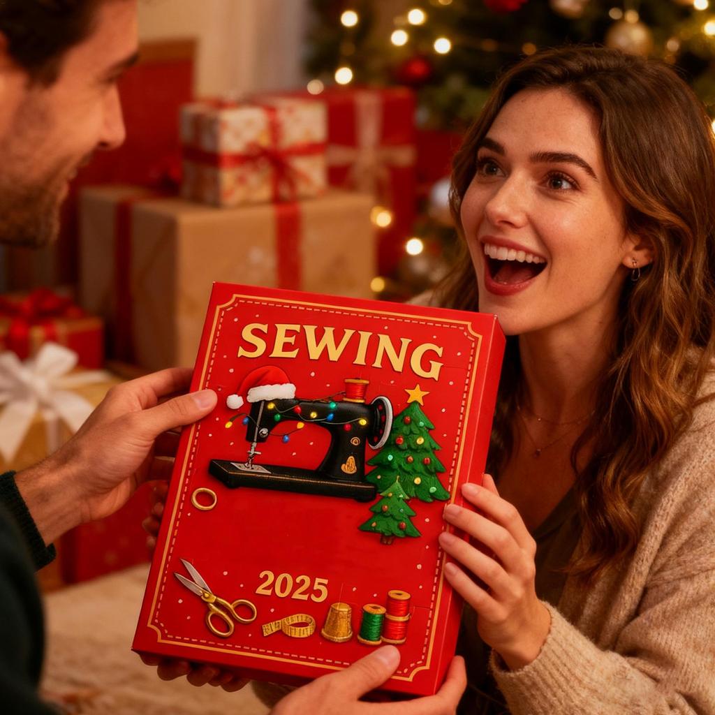 Sewing Calendar Advent 2D Flat Sewing Accessories 2025 Christmas Countdown Calendar for Kids for Adults Living Room Bedroom