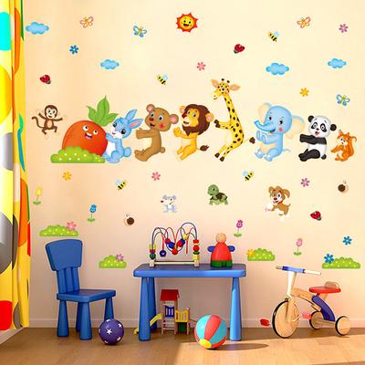 Adesivo Murale Carota da Tirare Cartone Animato Decalcomania Rimovibile per Stanza dei Bambini Asilo Soggiorno Camera da Letto Decorazione Casa Facile da Incollare