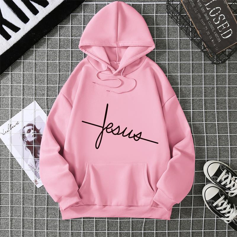 Faith Print Hoodie for Woman High Quality Hooded Long Sleeve Pullover All Season Ladies Home Outdoor Sporty Sweatshirts