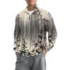Men's Loose Casual 1/4 Zip Sweatshirt Fashion Printed Long Sleeve Top With Pockets