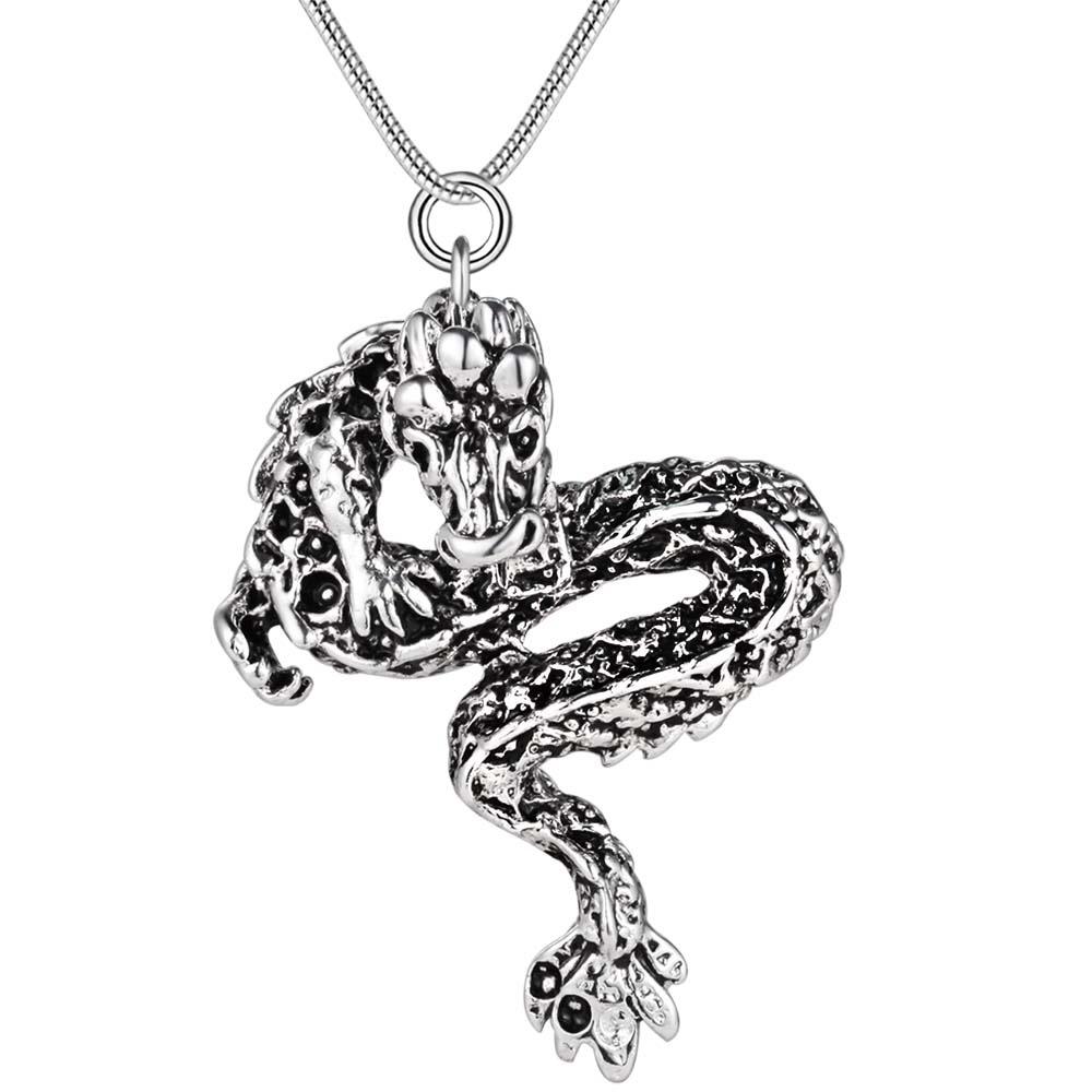 New 925 Sterling Silver Necklace Pendant Dragon For Women Man Fashion Jewelry Party Wedding Accessories Gifts