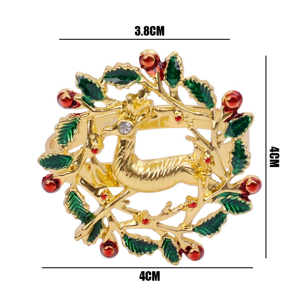 Christmas Napkin Ring Holders Metal Xmas Tree Elk Napkin Buckle Home Christmas New Year Party Dinner Table Decoration Supplies