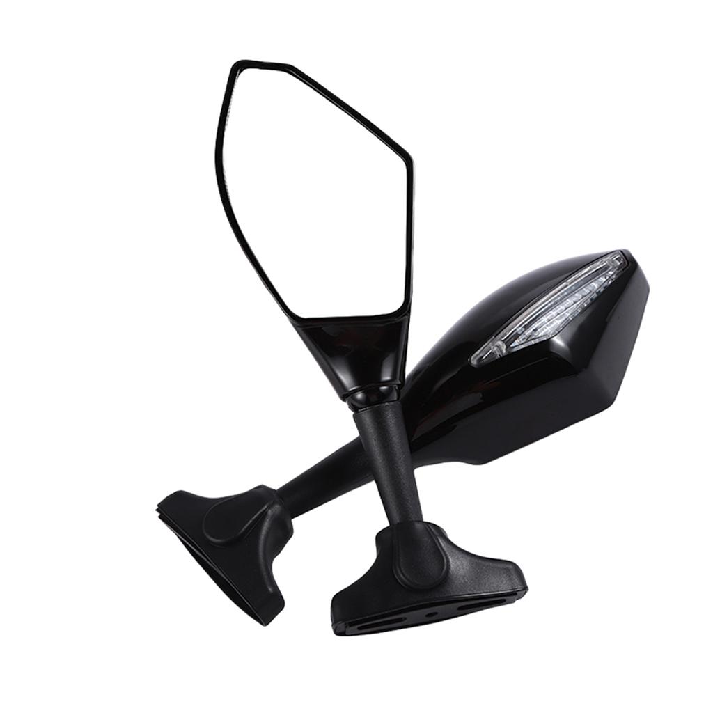 Universal Motorcycle Rearview Mirrors HD with Lights Flat Mirror Black Modified Reversing Reflector