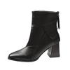 Women S Vintage Chunky Heel Square Toe Martin Boots Slim Fit Boots