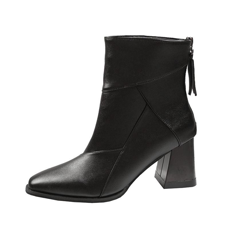 Women S Vintage Chunky Heel Square Toe Martin Boots Slim Fit Boots
