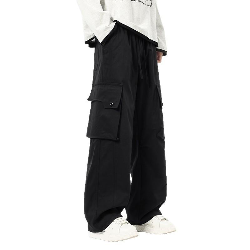 Overalls men's autumn new American trendy brand versatile loose wide-leg drape multi-pocket straight trousers men