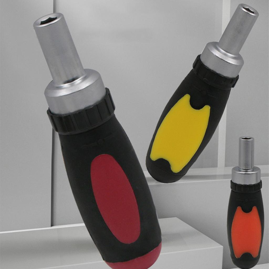 Ratchet Screwdriver Handle Ratchet Stubby Magnetic Screwdriver Chuck Hand Tools with Internal 1/4" Hex Socket Tool