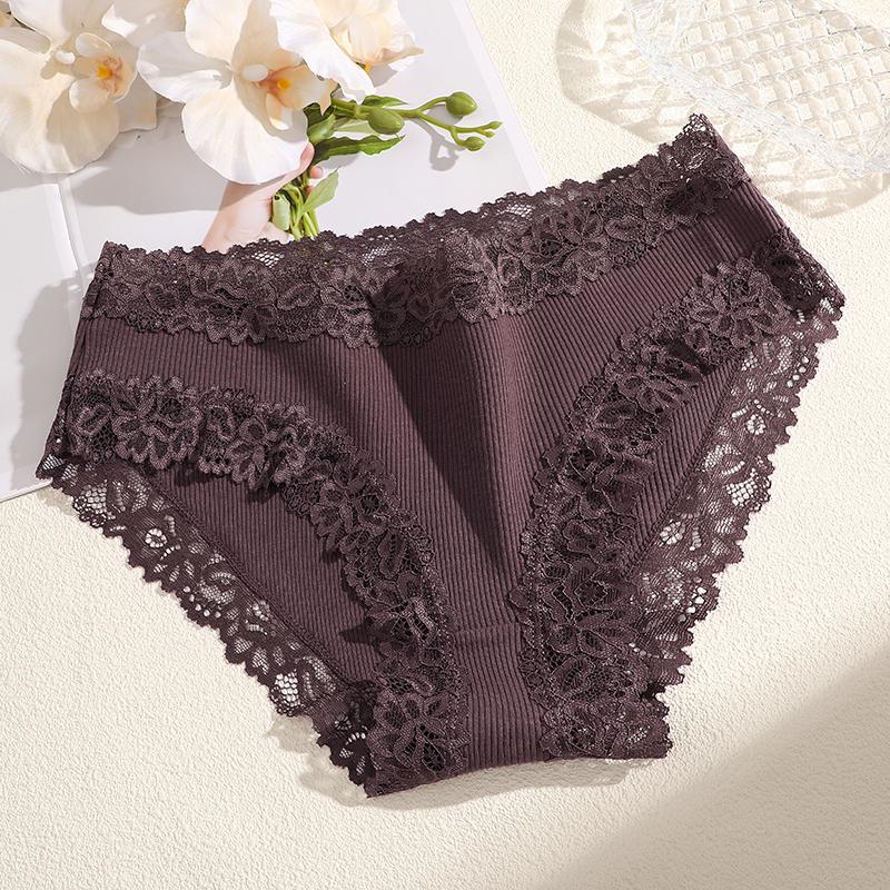 Damen Nahtlose Baumwollhöschen Sexy Spitze Einfarbige Hohe Taille Elastische Unterwäsche Hohe Qualität Atmungsaktive Intimpflege Lingerie