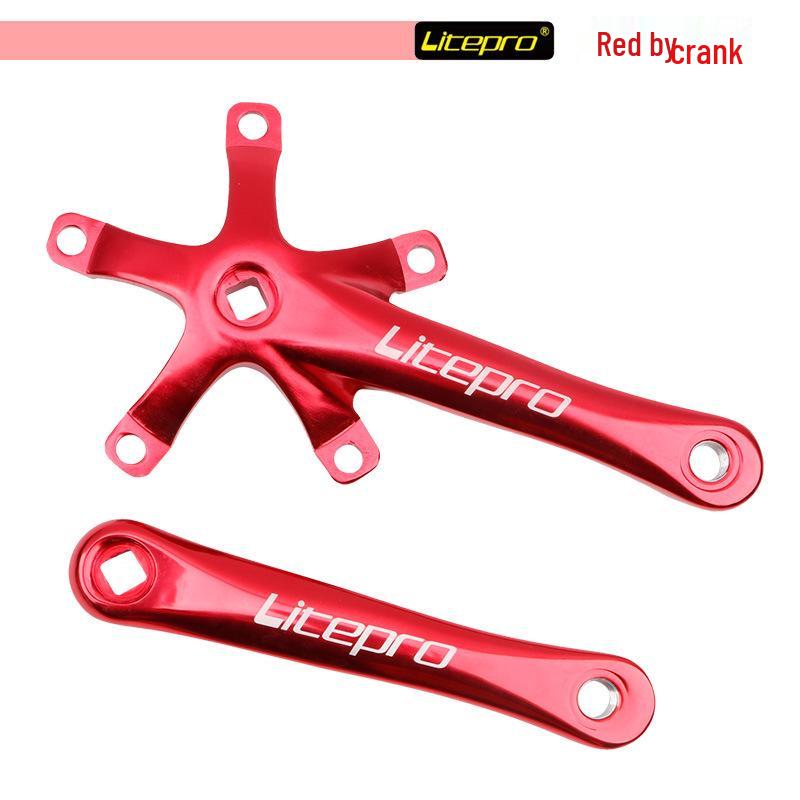 Litepro Folding Bike Crankset with Round Chainrings: 45T, 47T, 53T, 56T, 58T - Square Hole Design