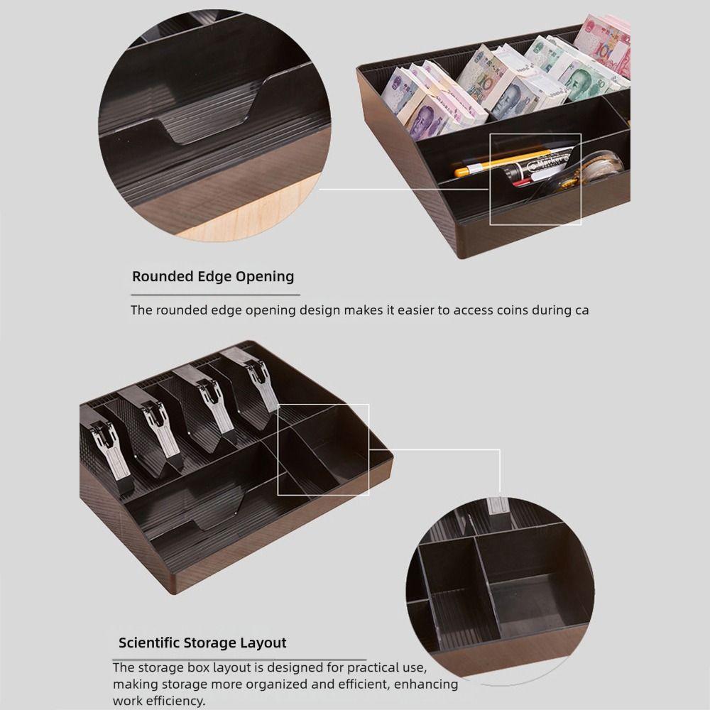 Multi-grids Cashier Box Plastic Clip Multifunctional Drawer Cash Tray Plastic ABS Compartments for Money Storage Storage Box