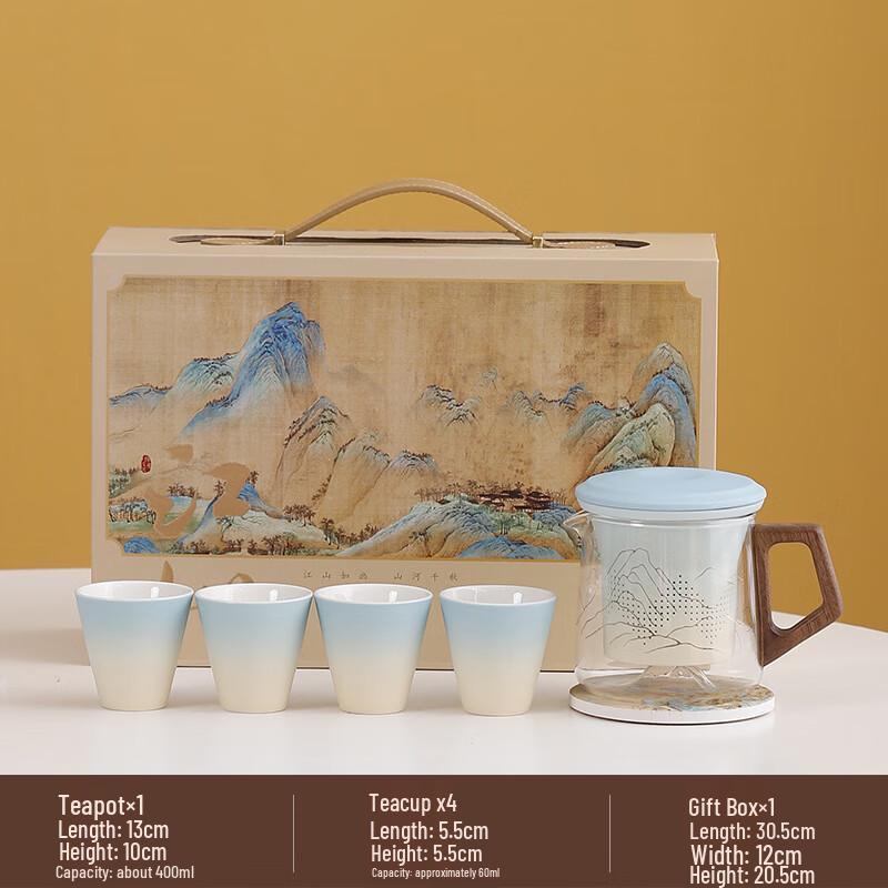 Керамический дорожный чайный набор «Тысяча ли рек и гор»