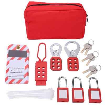 Electrical Lockout Tagout Kit Tag Hasp Pocket Bag Safety Padlock Set for Industrial Use