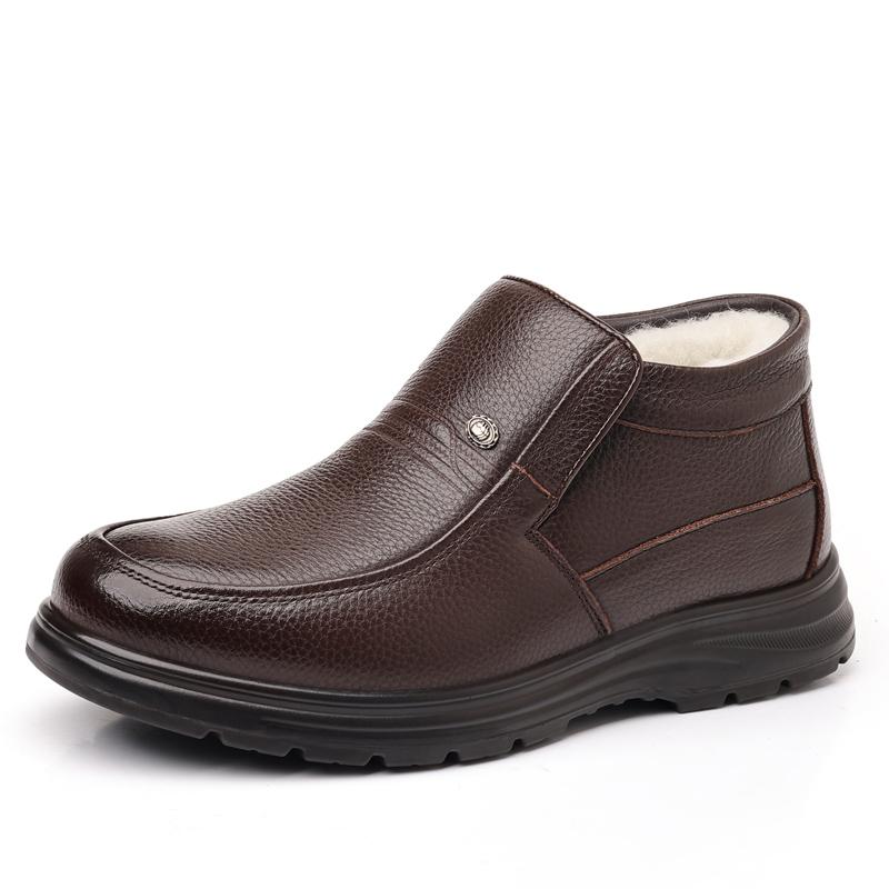 

Winter Fur Loafers Men Casual Shoes Large Size 48 Genuine Leather Man Moccasins Platform High-top Plush Warm Mens Slip On Flats 38