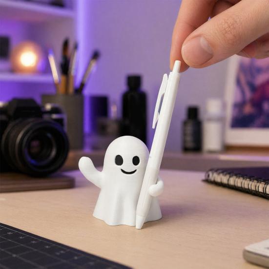 Ghost Pen Holder, Halloween Cute Ghost Desk Organizer, Spooky Pen Rest Stand for Pencils, Funny Office Home Decor