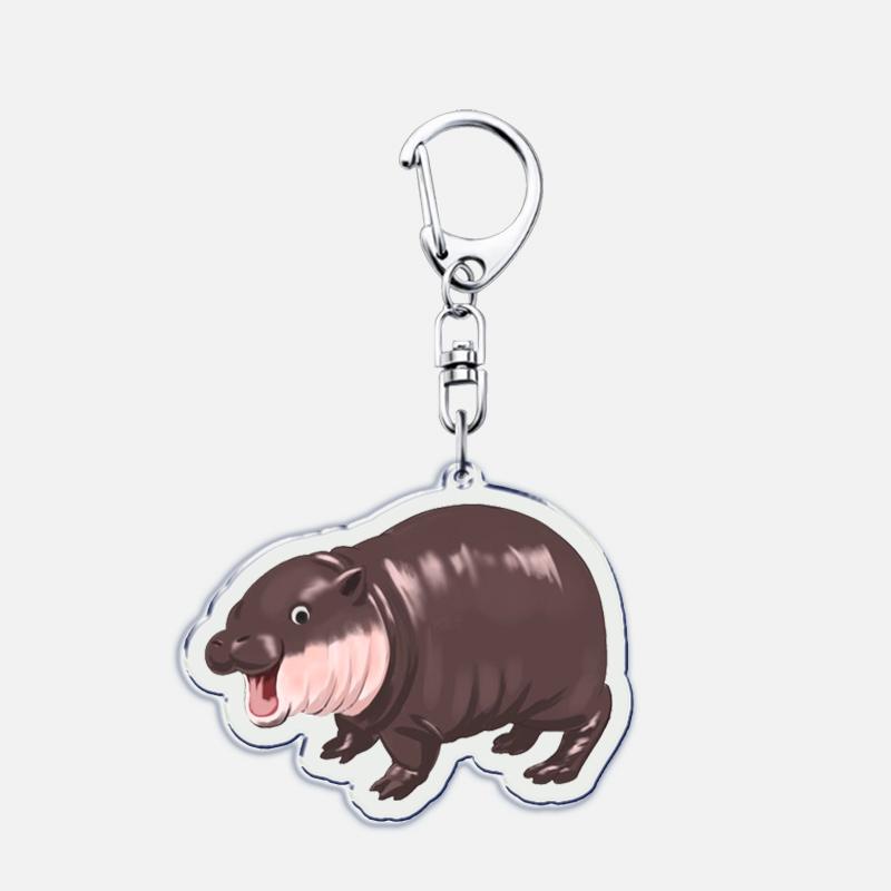Funny Baby Hippo Cute Keychains Keyring for Accessories Bag Moo Deng Meme Pendant Keyring Jewelry Fans Gifts