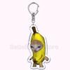 Creative Banana Cat with Heart Keychain for Accessories Bag Pendant Food Fruit Happy Cats Key Chain Ring Keychains Jewelry Gift