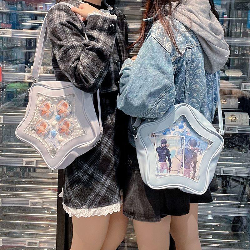 Wudong Shop's original cute and transparent two-dimensional messenger five-pointed star bag female [star fudge]