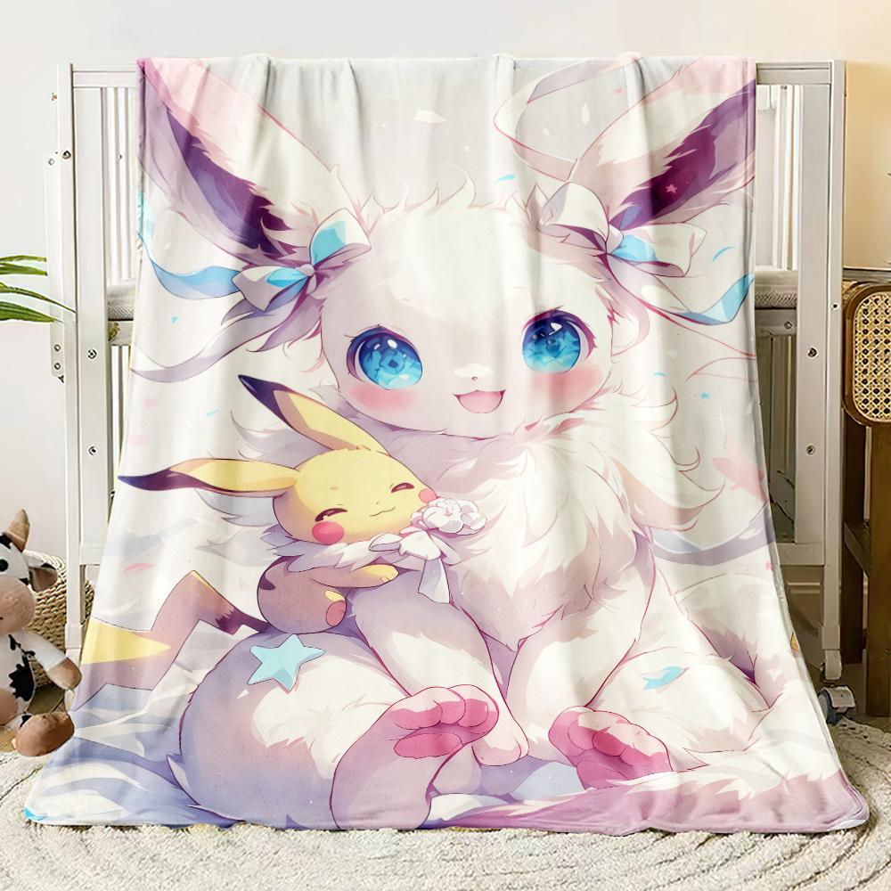 Pok É Mon Motiv Bedruckte Flanelldecke für Schlafzimmer, Wohnzimmer, Sofadecken, Büros, Mittagspausen, Picknicks,