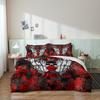 3Pcs Gothic Skull Butterfly Floral Print Duvet Cover Set, Red Rose Pattern Bedding For Bedroom Family Decor And Household