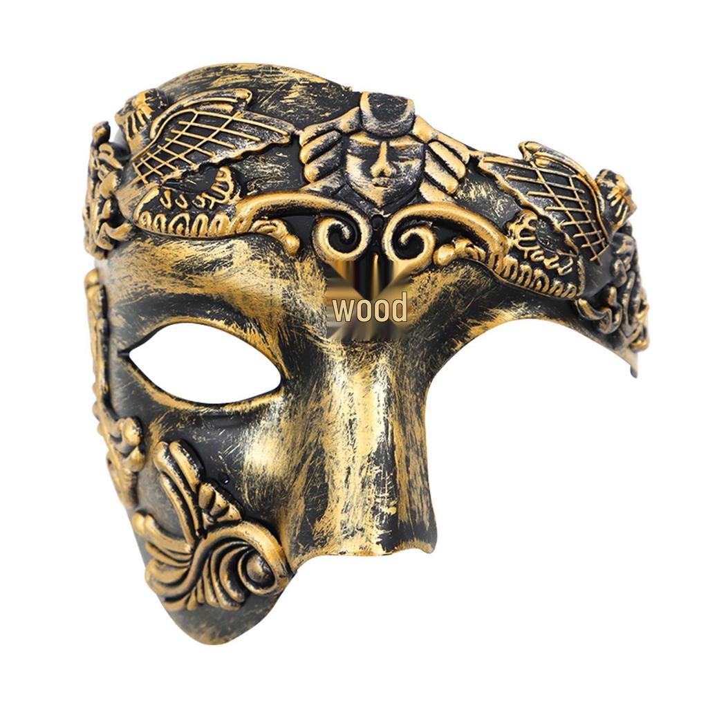 Halloween Retro Men’s Warrior Half-Face Mask: Italy, Venice, Rome, Egypt & Ancient Greece Style.