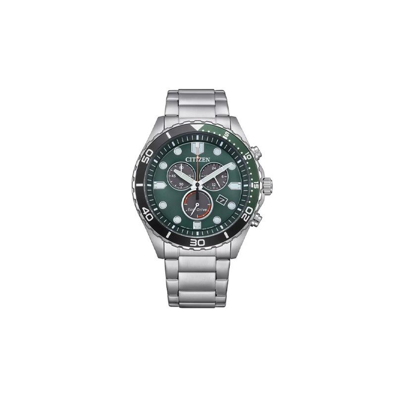 CITIZEN 100 meters waterproof solar Quartz Steel Strap 43mm men s watch green dial AT2561-81X зелёный