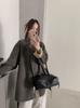 Fairy Tale Autumn/Winter Korean Style Lace-up Waist Cinching Color-block Stand Collar Double-sided Wool Coat for Women