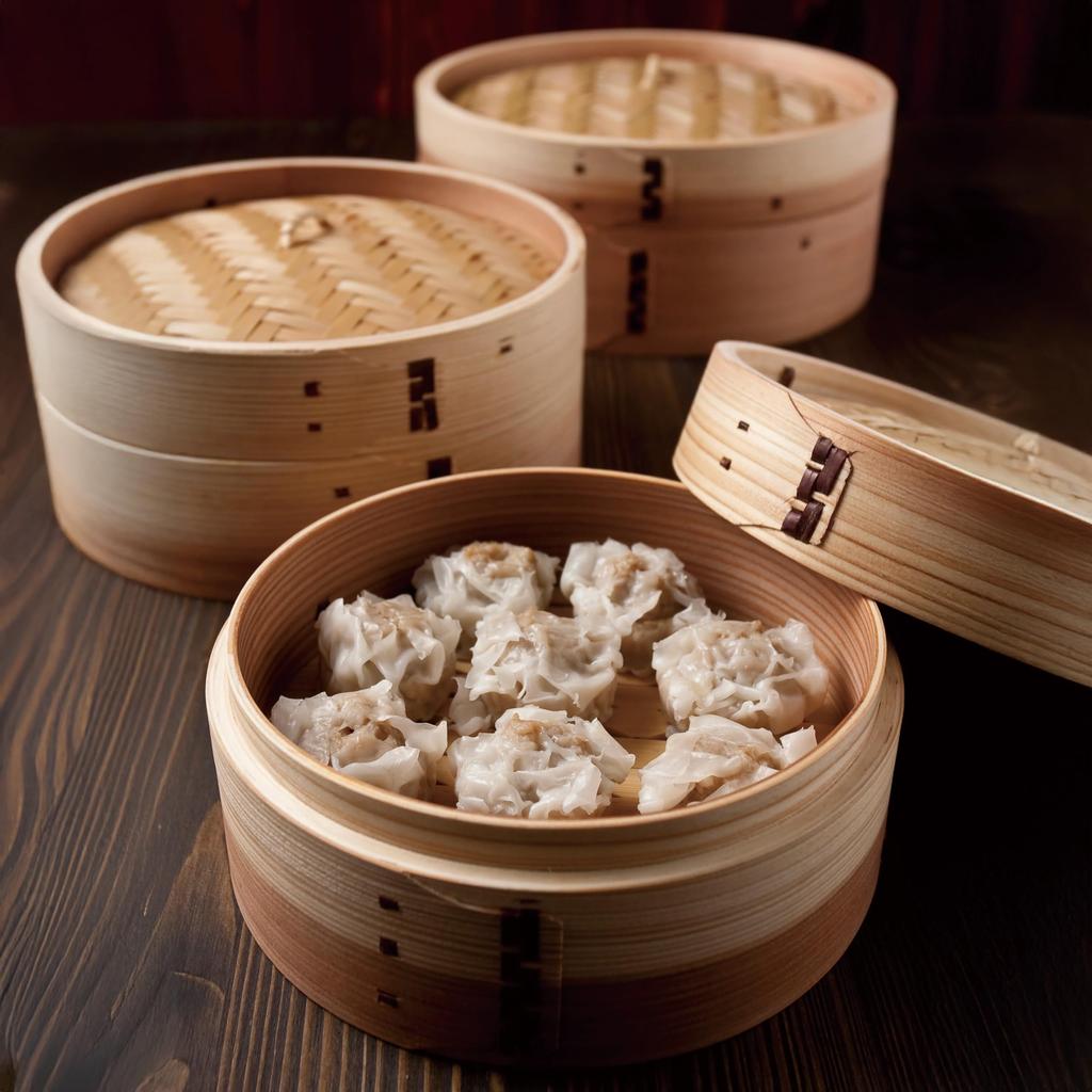 Cedar Chinese Steamer, 18cm, with Lid, 2-Tier Set, for Home and Commercial Use, Natural Wood