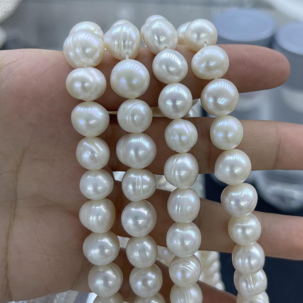 Nearround Vit Pärla 10-11mm För Smyckestillverkning DIY Halsband Armband Örhängen Tillbehör