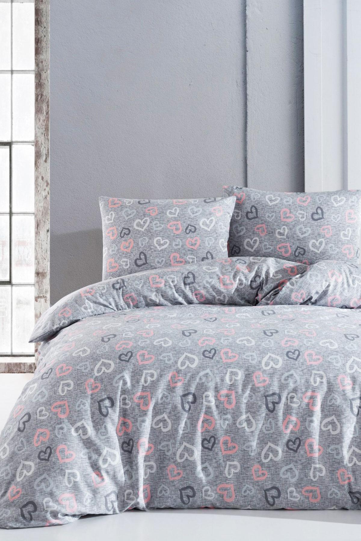 

Double Duvet Cover Set Cotton Romantic Gray