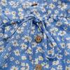 Floral Print High Waist V Neck Dress with Irregular Flying Sleeve for Women