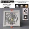 LED Double Head Spotlight: Embedded Grille, Single or Triple Head, Square Cylinder Design - Ideal for Living Room or Commercial Spaces.