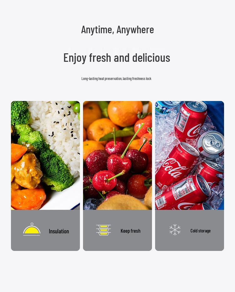 New Insulated Bento Lunch Bag with Ice Pack - Portable Aluminum Foil Meal Bag for Students