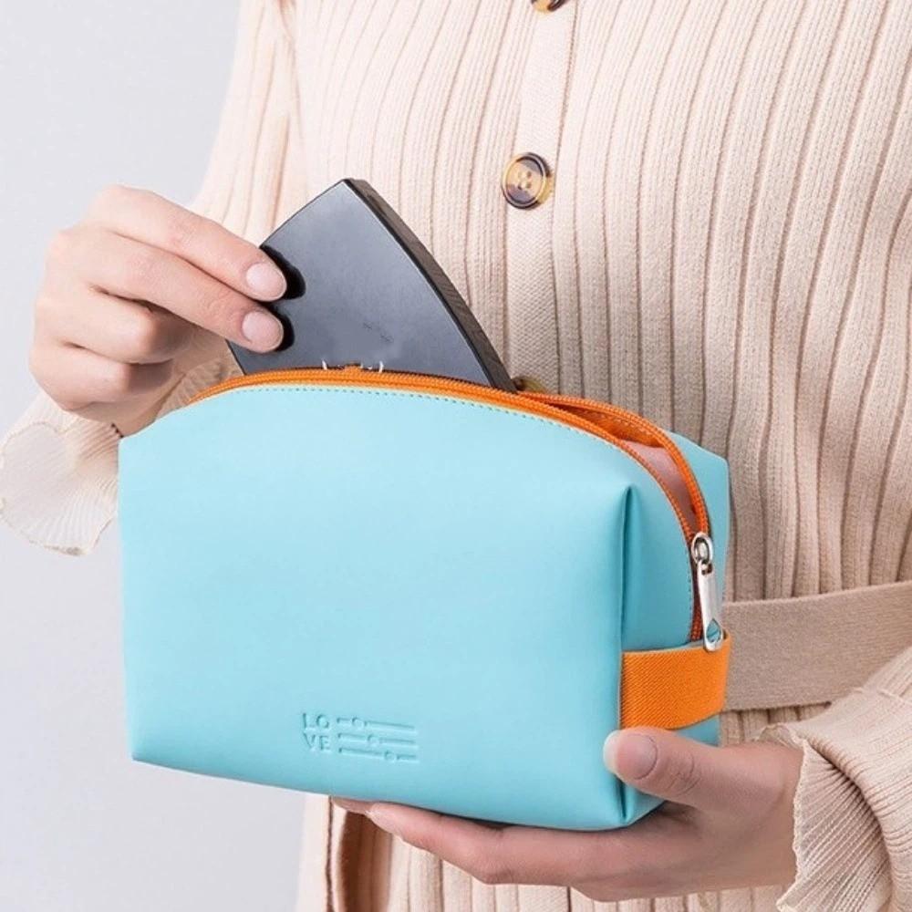 Large Capacity Cosmetic Bag Candy Colors Multifunctional Design Toiletry Storage Bag PU Leather Waterproof Makeup Organizer Box