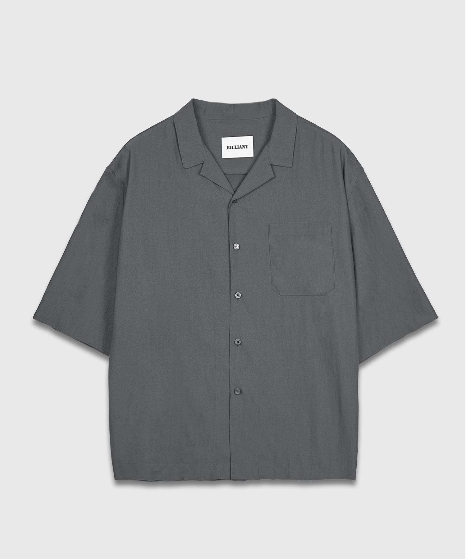 Brilliant Recycle Open Collar Shirt_Charcoal Charcoal
