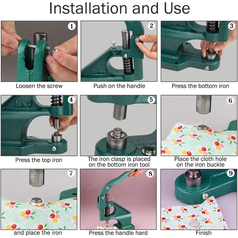 Hand Press Grommet Machine,Grommet Eyelet Machine,Heavy Duty Grommet Press Machine Punch Tool