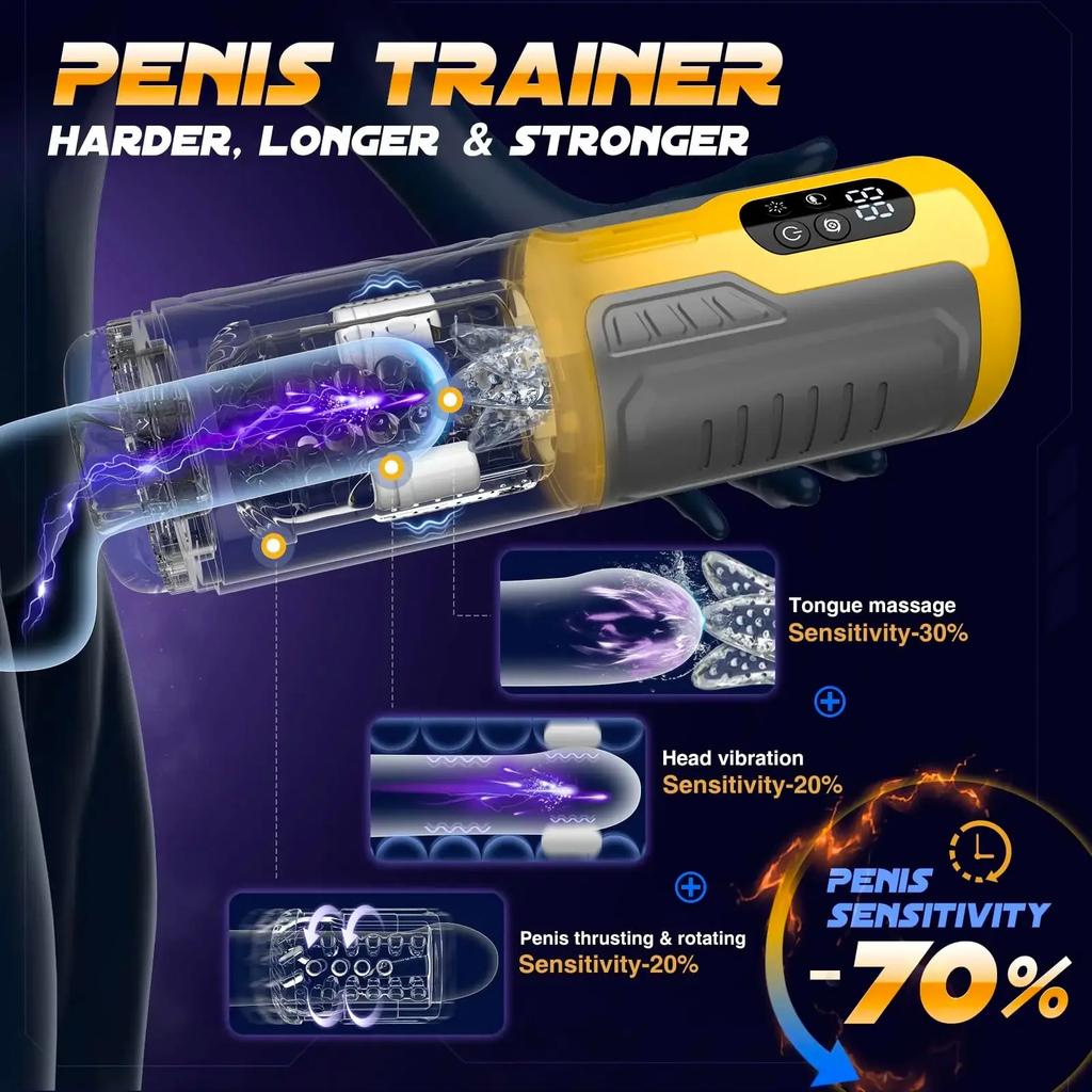 7-mode Fully Automatic Telescopic Rotating Licking Male Masturbator Cup Pocket Pussy Stroker Vacuum Penile Pump Exercise Machine
