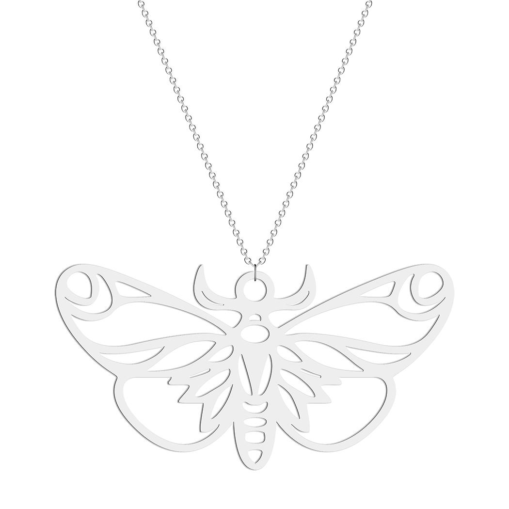 

Kinitial Stainless Steel Butterfly Pendant Necklace Women Charm Geometric Butterfly Charm Moth Necklace серебряный