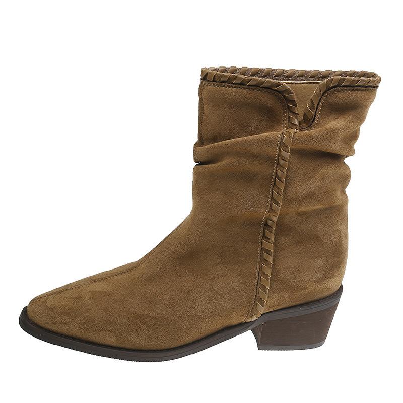 Temperament versatile short boots women's autumn new pointed thick heel Martin boots fashion sense boots