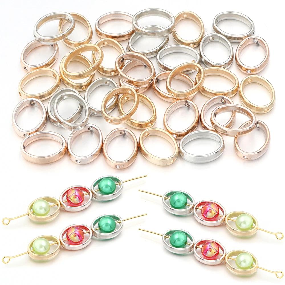 100 Stück 5 Stile Hohlrahmen Umwickelte Perlen CCB Mehrform Perlenverbinderringe für Schmuckherstellung DIY Armband Halskette Zubehör