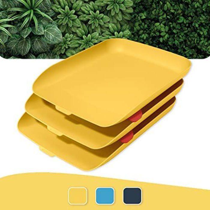 Corbeille à courrier A4 - LEITZ - Cosy - Lot de 3 - Jaune - Ergonomique - Superposable