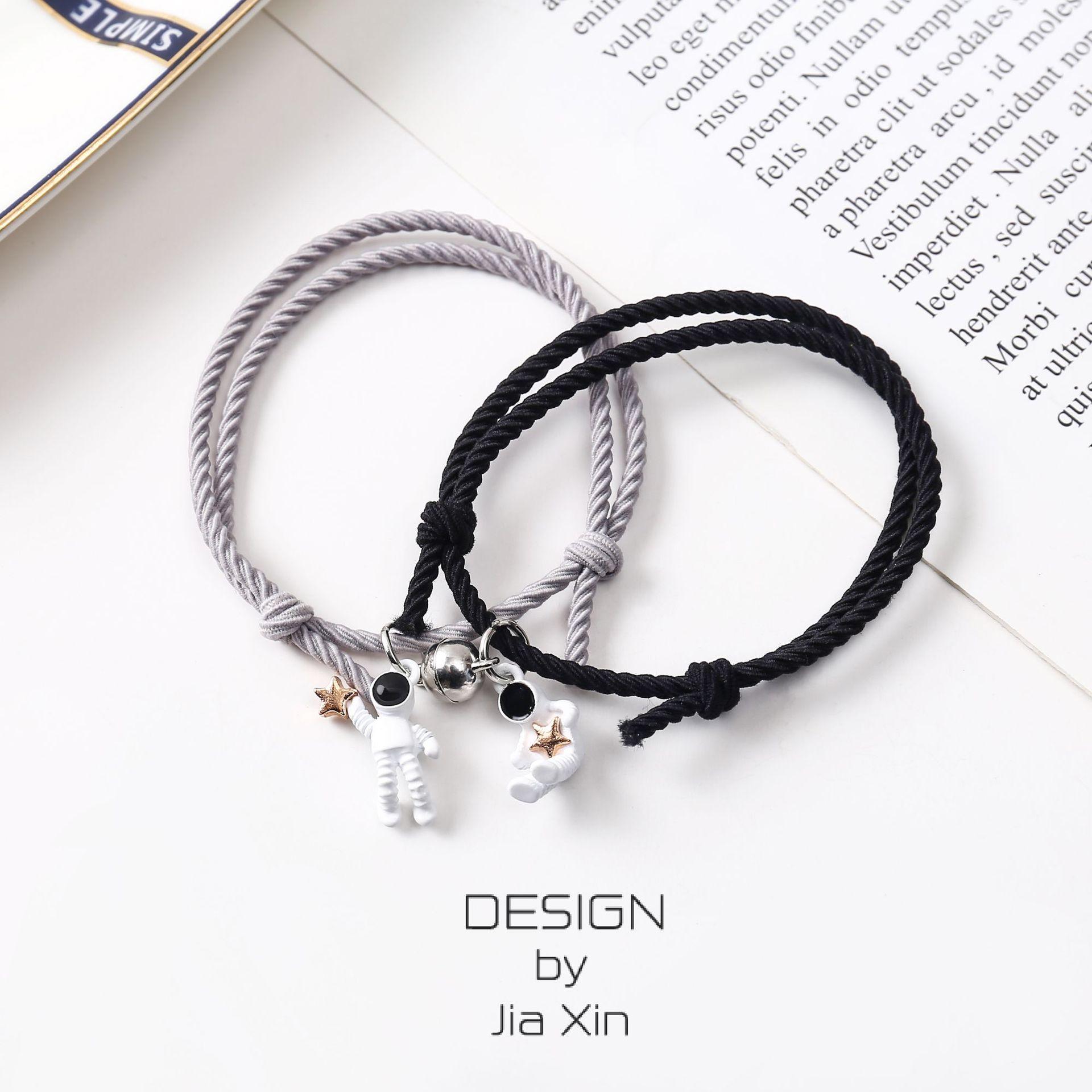 

LWN 2pcs Astronaut Stars Bracelet Women Lover s Couple Magnet Charm Female Male Paired Friendship Jewelry